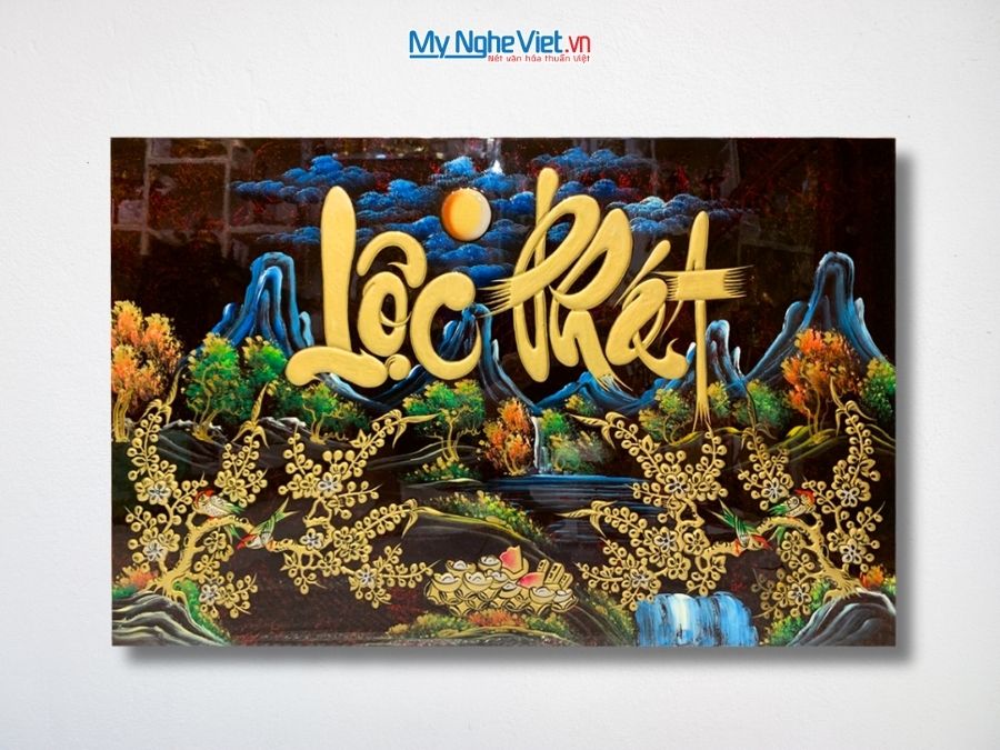 Tranh Sơn Mài Lộc Phát Đắp Nổi Phù Điêu 50x80cm MNV-TSM58-5