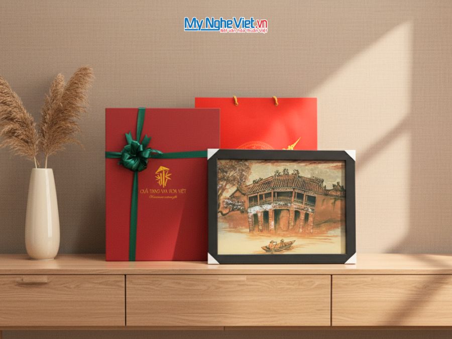 Tranh sơn mài vẽ Chùa Cầu TSM3545-2.0