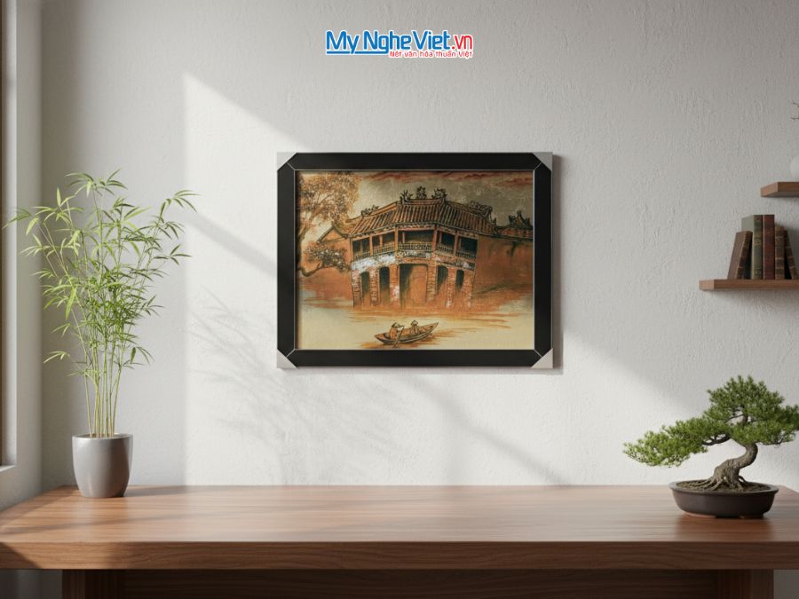 Tranh sơn mài vẽ Chùa Cầu TSM3545-2.0