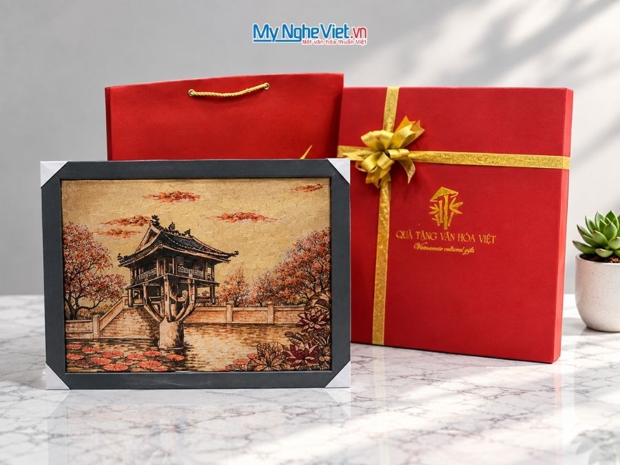 Tranh Sơn Mài Chùa Một Cột 35x45cm TSM3545-1.7