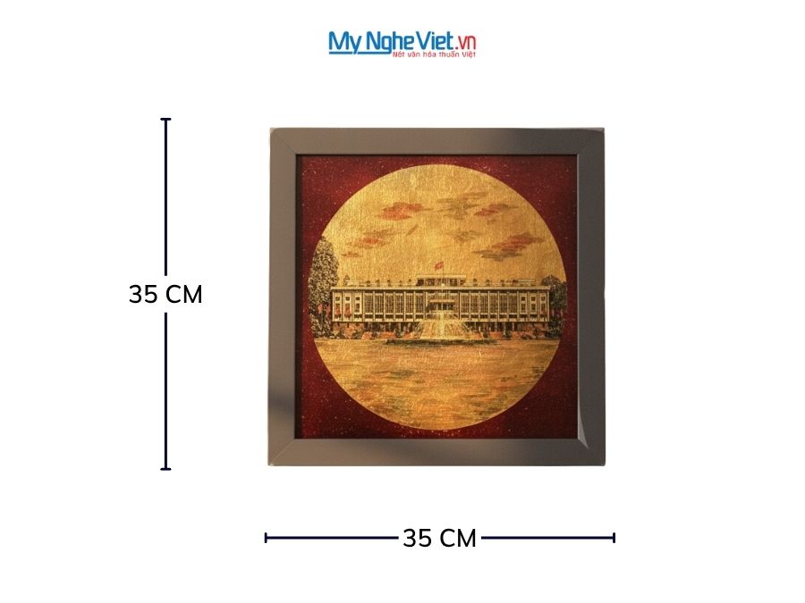 Tranh sơn mài Dinh Độc Lập 35x35cm TBL015