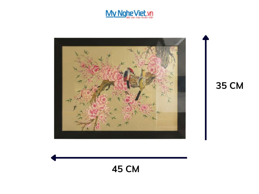 Tranh sơn mài dát vàng đôi chim 35x45cm MNV-TSM3545/5
