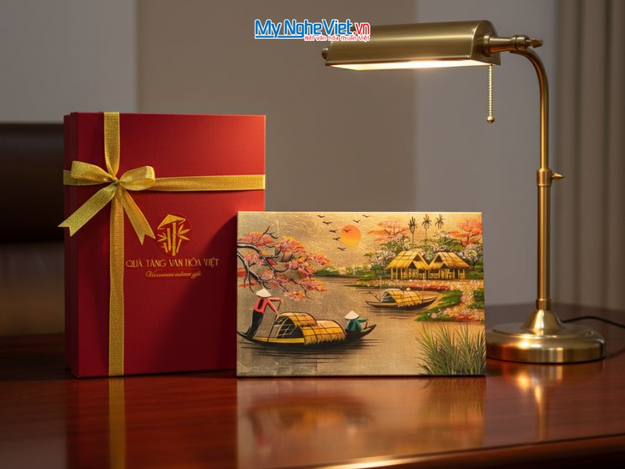 Tranh Sơn Mài Vẽ Cảnh Đồng Quê 20x30cm Nhiều Mẫu Và Hộp Quà Tặng Cao Cấp TSM235-1