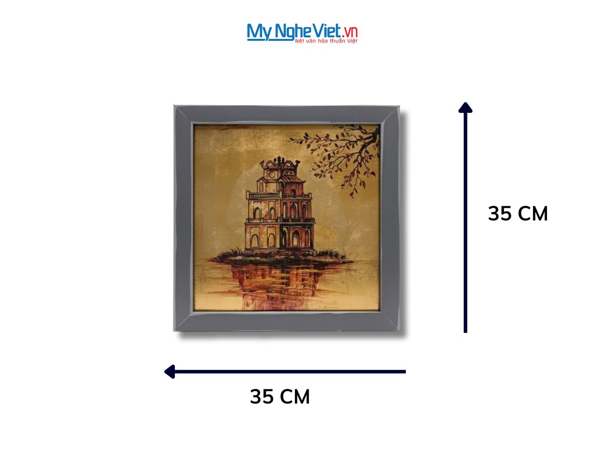 Tranh Sơn Mài Dát Vàng Hồ Gươm 35x35cm MNVTBL008