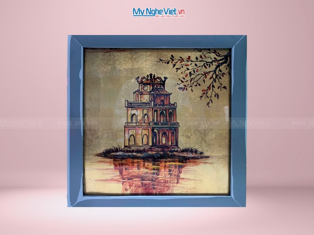 Tranh Sơn Mài Dát Vàng Hồ Gươm 35x35cm MNVTBL008