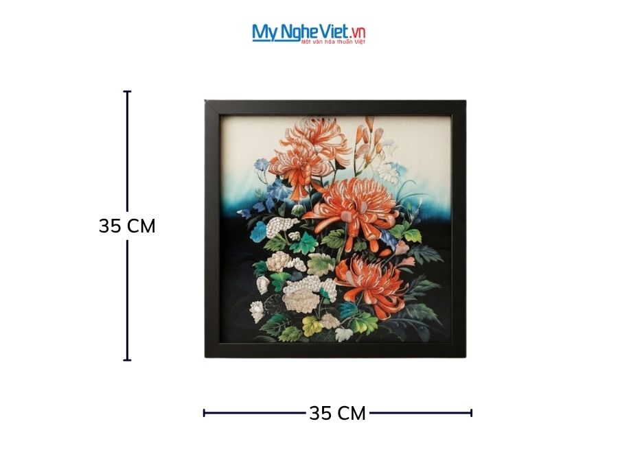 Tranh sơn mài hoa cúc 35x35cm TBL017