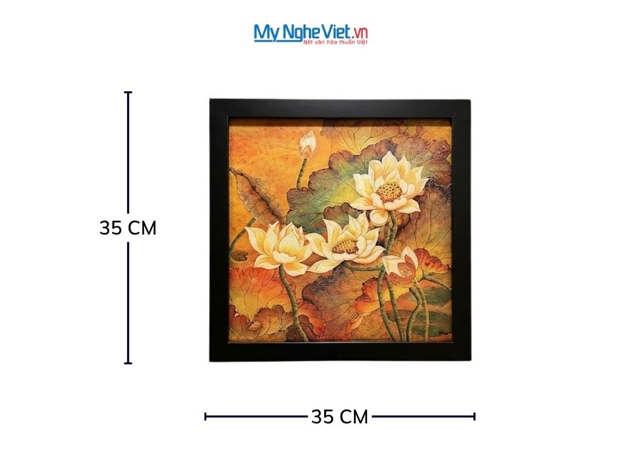 Tranh sơn mài hoa sen 35x35cm TBL018