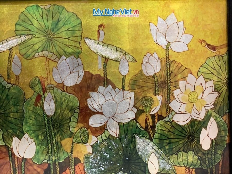 Tranh Sơn Mài Hoa Sen Và Hộp Quà Tặng Cao Cấp TBL34/17K3-6