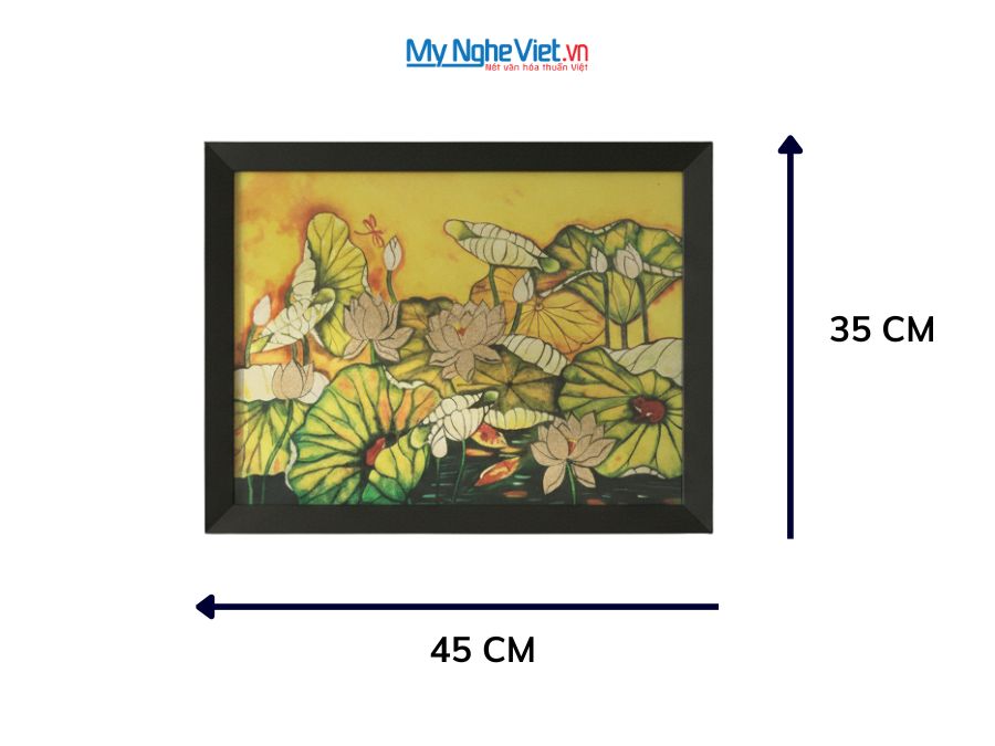 Tranh sơn mài vẽ hoa sen có khung 35x45cm TBL34/17K3-11