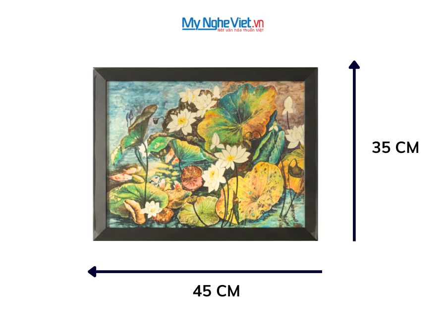 Tranh sơn mài vẽ hoa sen có khung 35x45cm TBL34/17K3-1