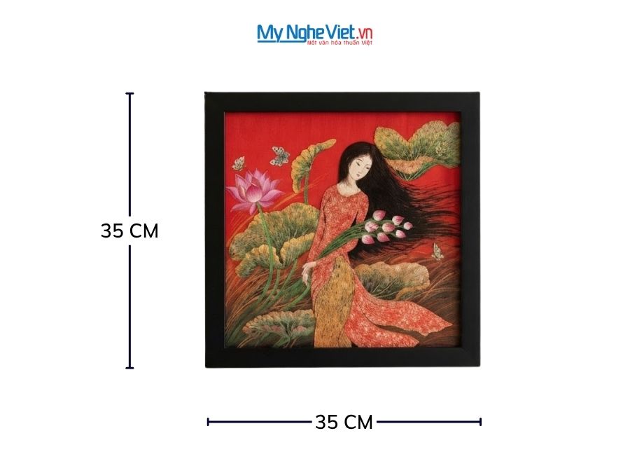 Tranh sơn mài cô gái 35x35cm TBL019