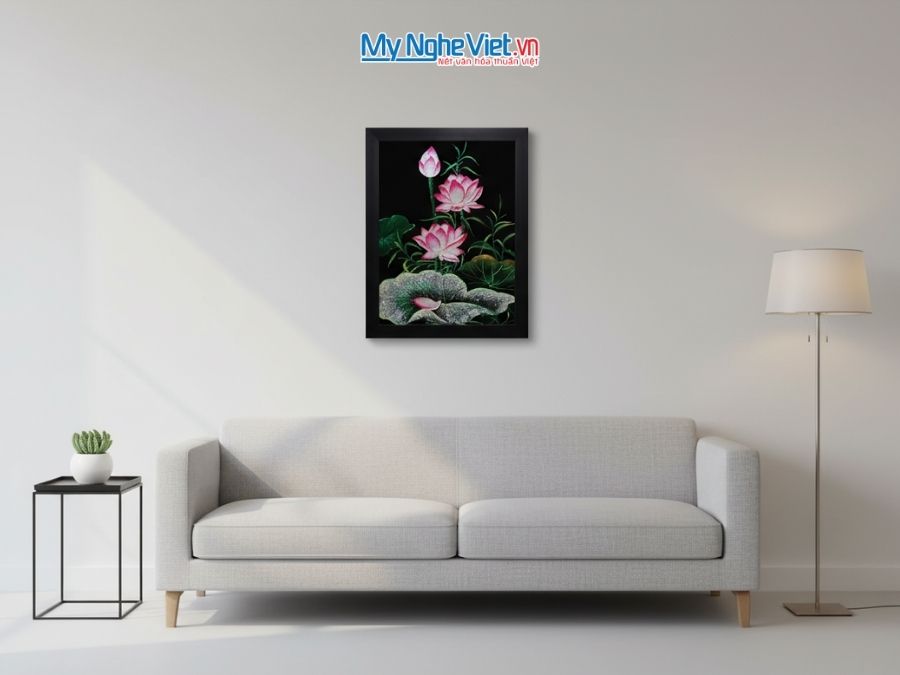 Tranh Sơn Mài Hoa Sen Và Hộp Quà Tặng Cao Cấp TSM3545-1.13