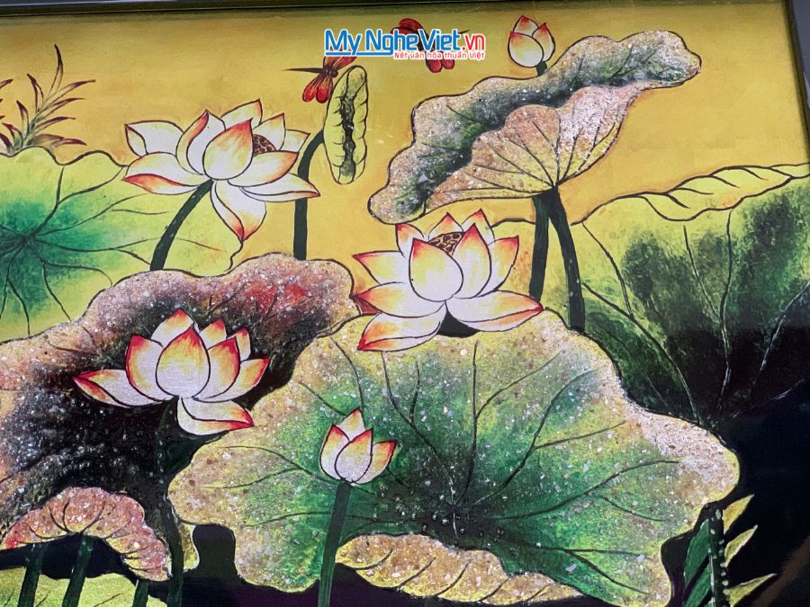 Tranh Sơn Mài Hoa Sen Và Hộp Quà Tặng Cao Cấp TBL34/17K3-11