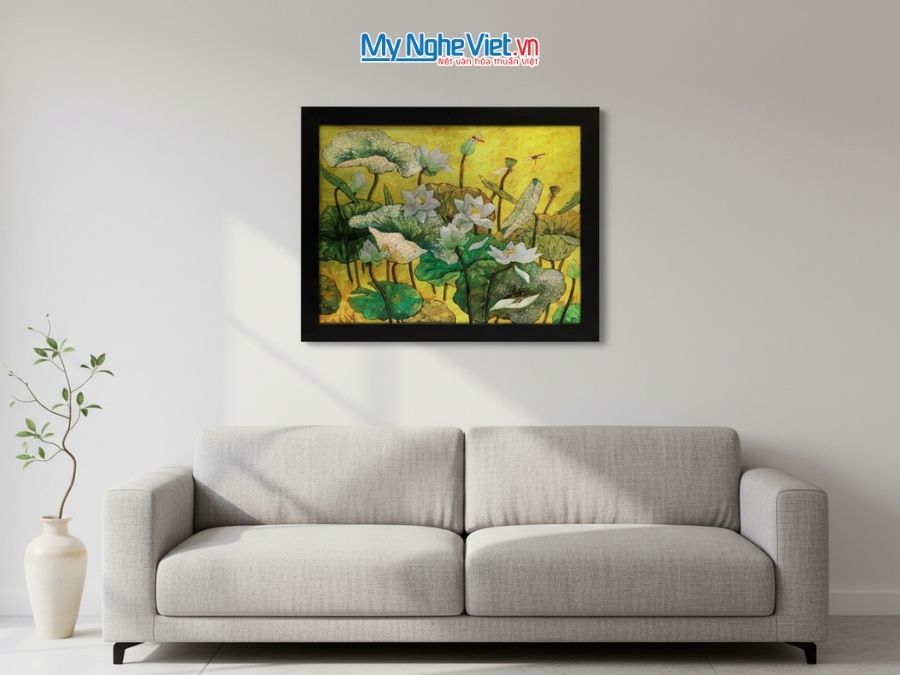 Tranh Sơn Mài Hoa Sen Và Hộp Quà Tặng Cao Cấp TBL34/17K3-4