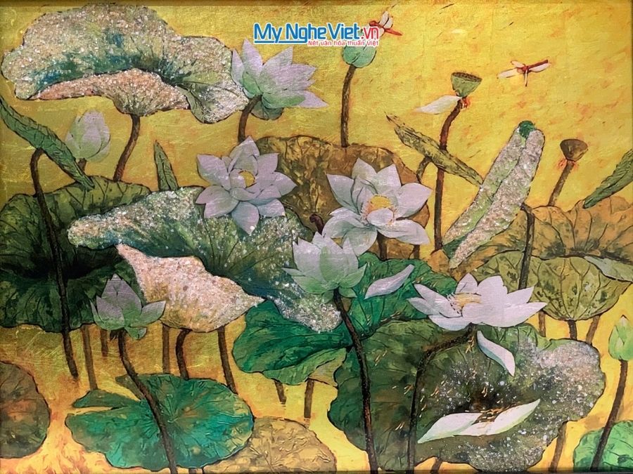 Tranh Sơn Mài Hoa Sen Và Hộp Quà Tặng Cao Cấp TBL34/17K3-4