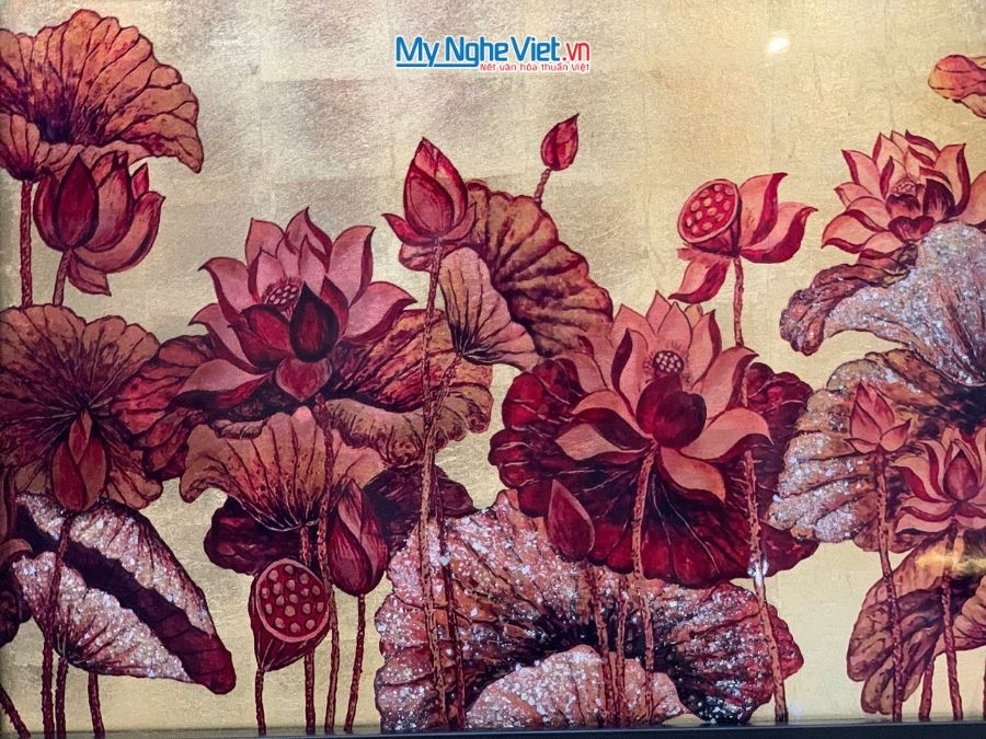 Tranh Sơn Mài Hoa Sen Và Hộp Quà Tặng Cao Cấp BL34/17K3-15