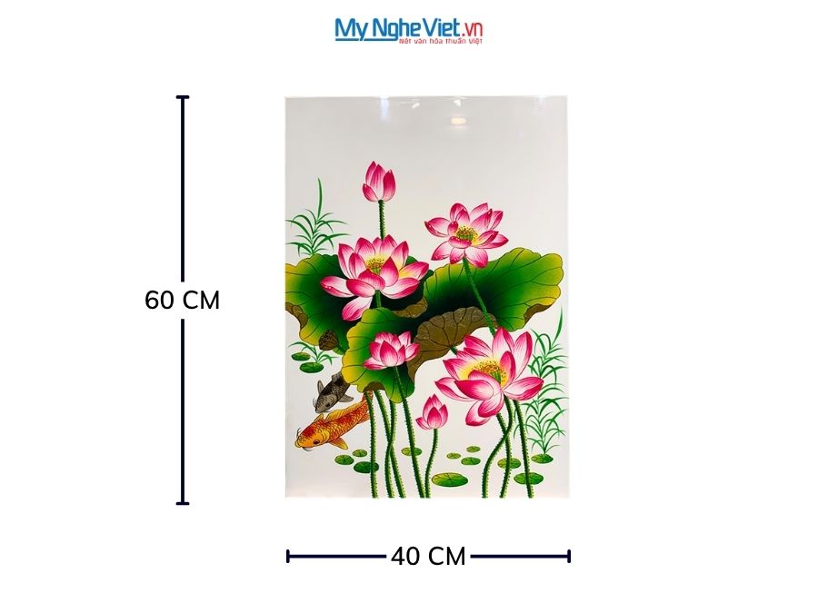 Tranh Sơn Mài Hoa Sen Nền Trắng 40x60cm TSM464-3