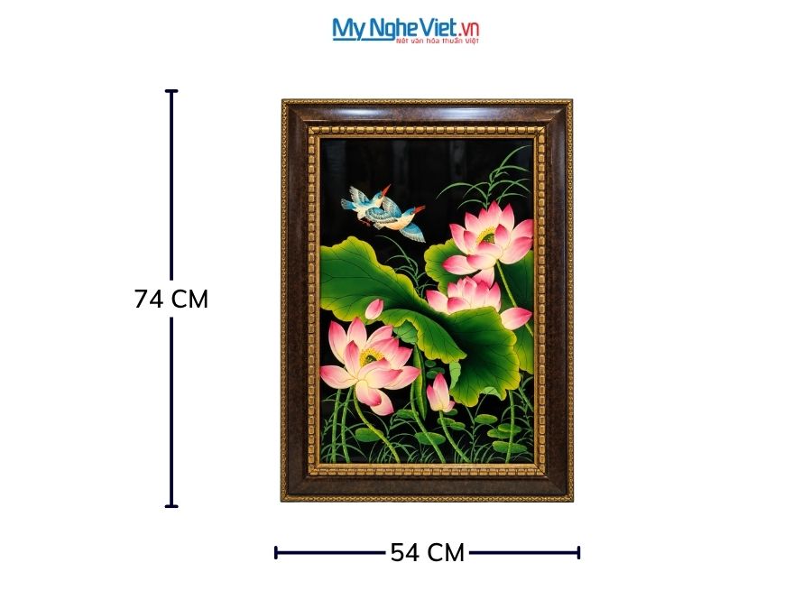 Tranh Sơn Mài Hoa Sen Đắp Nổi Nền Đen 54x74cm TSM571-1.6.1