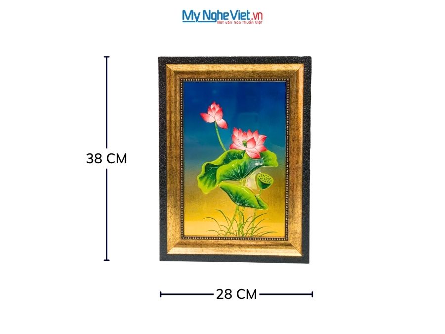 Tranh Sơn Mài Hoa Sen Vàng Đắp Nổi Và Hộp Quà Tặng Cao Cấp TSMDH2838-2.4