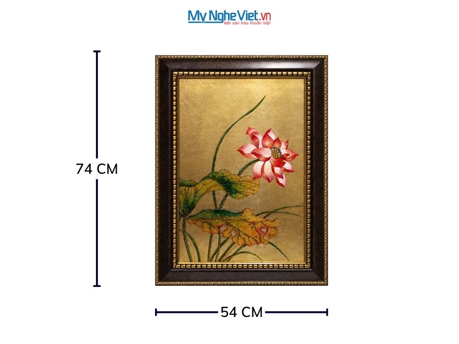 Tranh Sơn Mài Hoa Sen Hồng Dát Vàng 54x74cm TSM571-1.5