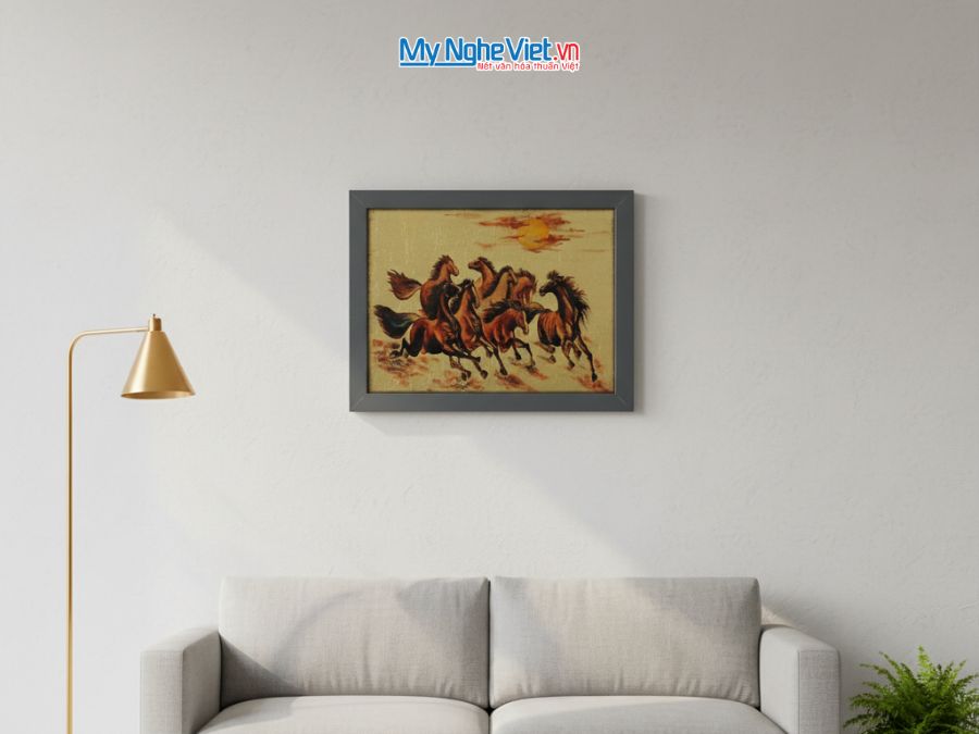 Tranh sơn mài mã đáo thành công 30x40cm có khung TSM3545-1.8