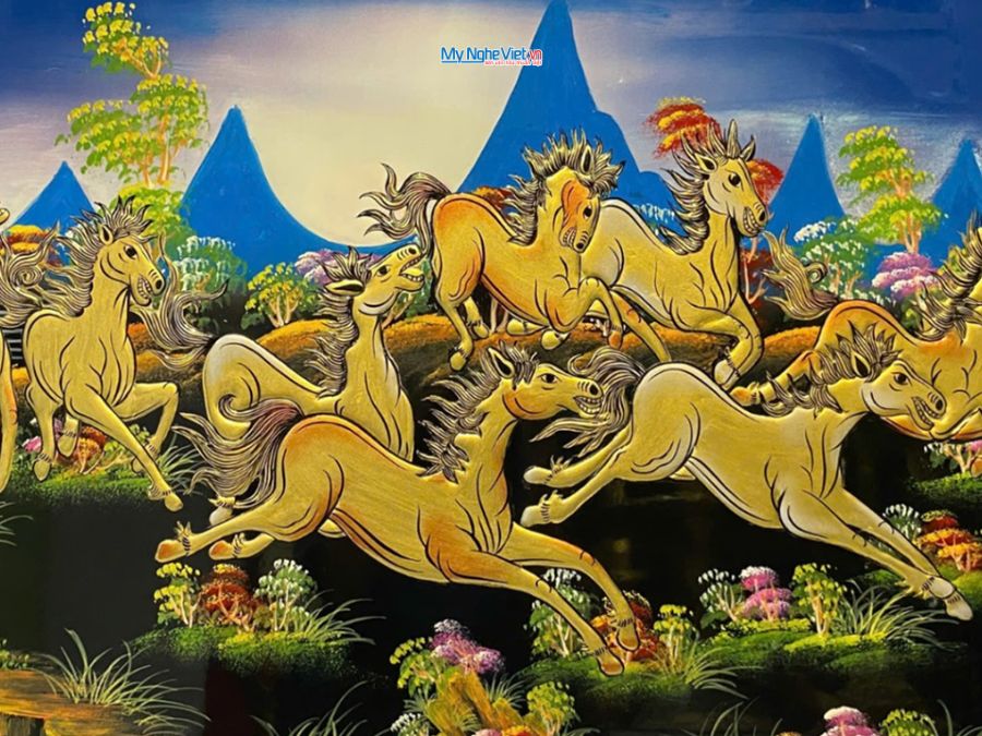 Tranh Sơn Mài Mã Đáo Thành Công Đắp Nổi 64x94cm TSM698-5