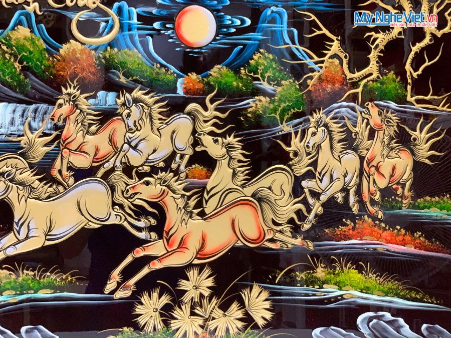 Tranh Sơn Mài Mã Đáo Thành Công Đắp Nổi Phù Điêu 60x90cm TSM698-3