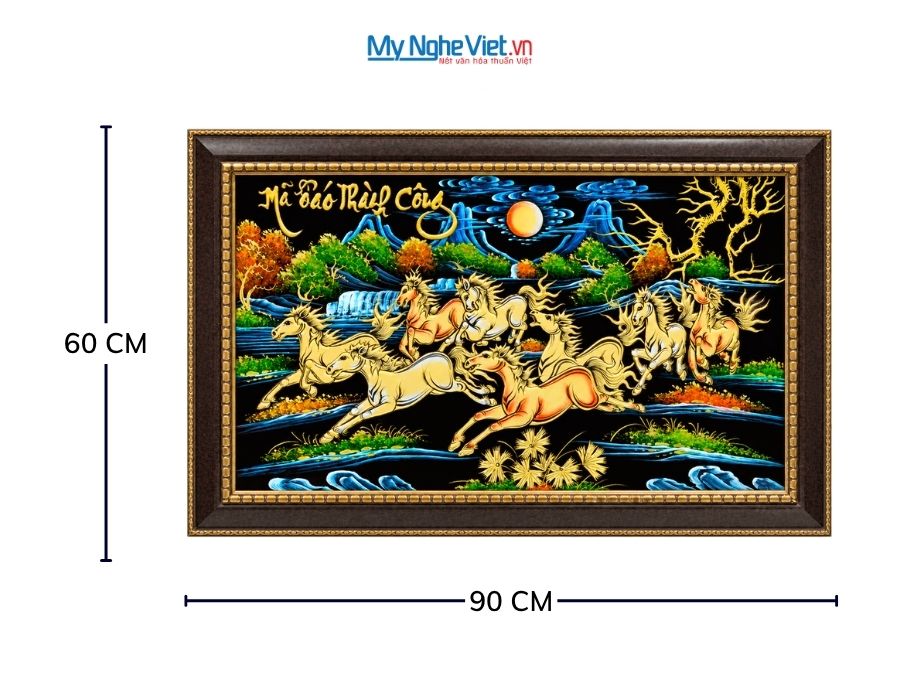 Tranh Sơn Mài Mã Đáo Thành Công Đắp Nổi Phù Điêu 60x90cm TSM698-3