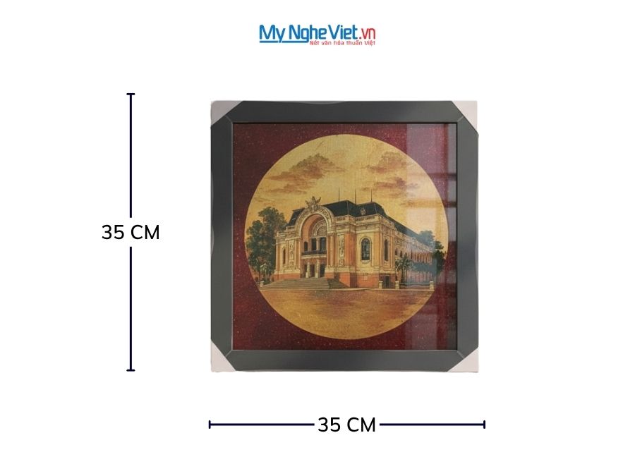 Tranh Sơn Mài Vẽ Nhà Hát Thành Phố Hồ Chí Minh 35x35cm TBL014