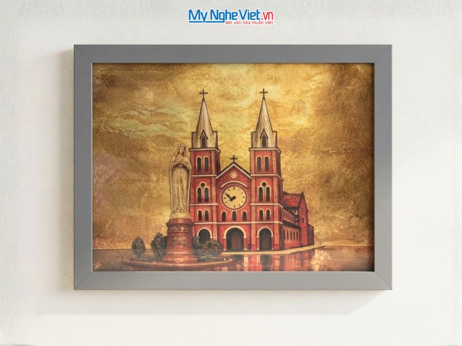 Tranh Sơn Mài Nhà Thờ Đức Bà 35x45cm TSM3545-1.19