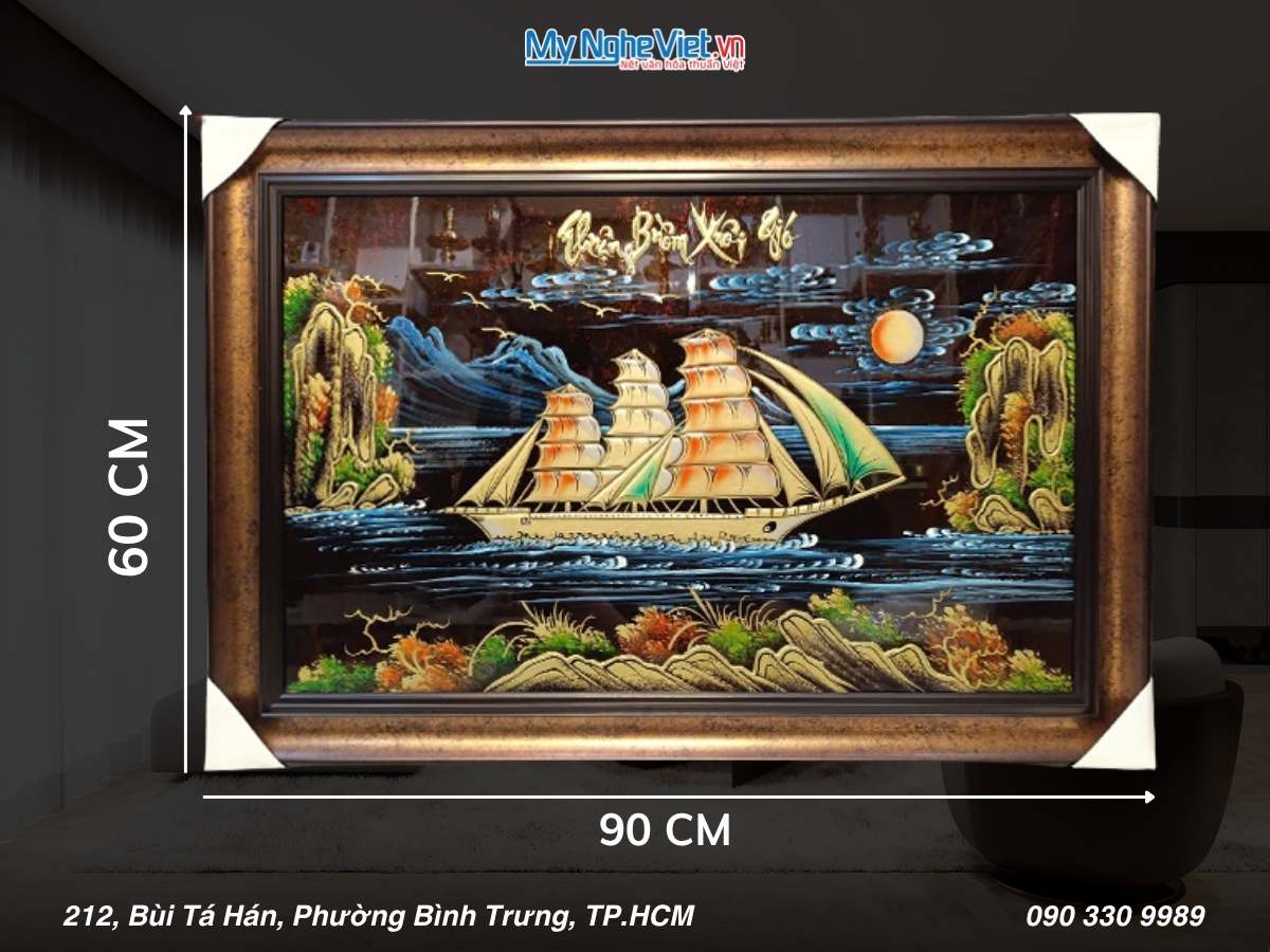 Tranh Thuận buồm phù điêu 50x80 khung nhựa 60x90 - TSM699-1