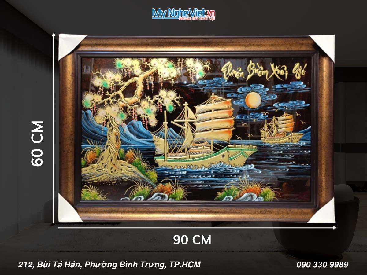 Tranh Thuận buồm phù điêu 50x80 có khung 60x90 TSM699-3
