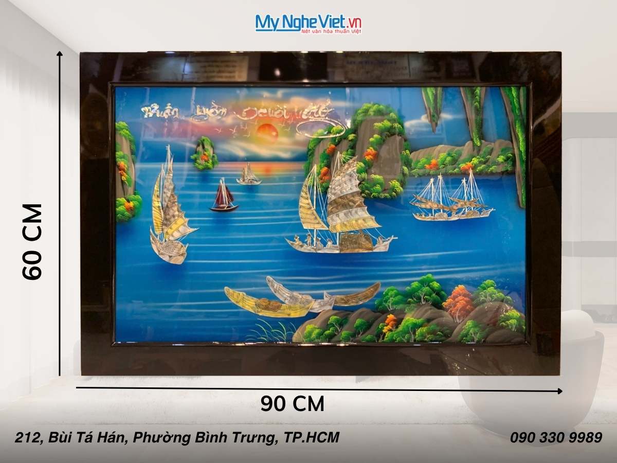 Tranh SM Thuận Buồm cẩn ốc khung SM 50x80 (60x90cm)
