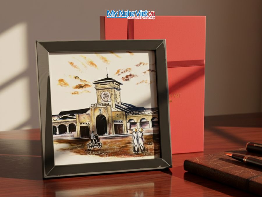 Tranh Sơn Mài Vẽ Chợ Bến Thành MNVTBL005.2