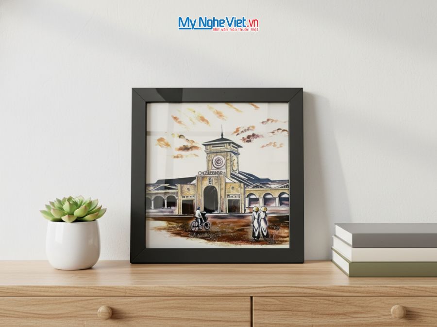 Tranh Sơn Mài Vẽ Chợ Bến Thành MNVTBL005.2