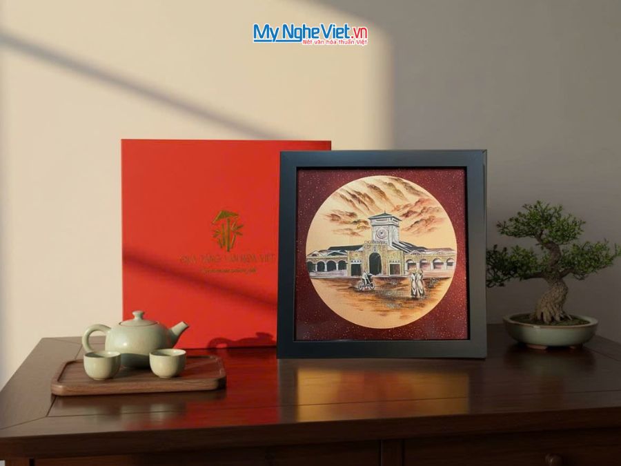 Tranh Sơn Mài Chợ Bến Thành MNVTBL005.1