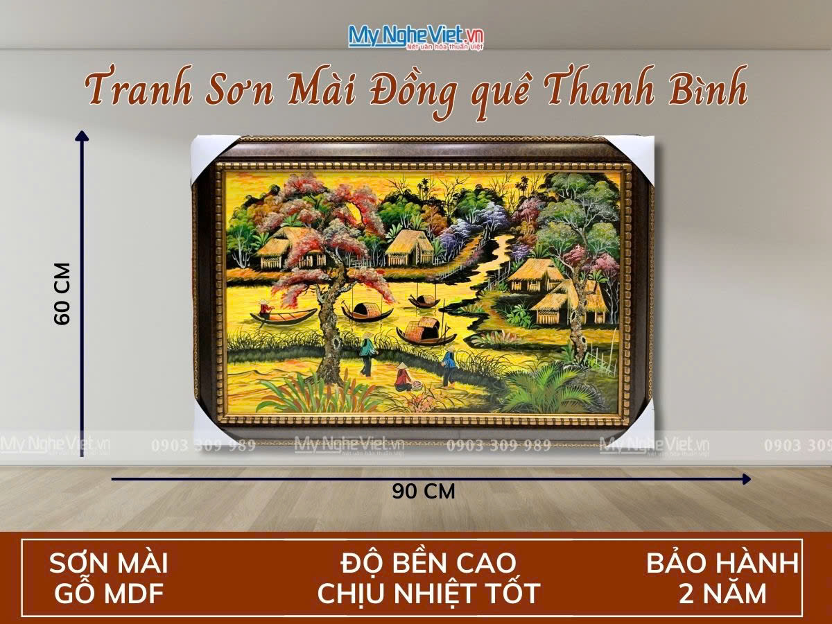 Tranh sơn mài vẽ cảnh đồng quê  TSM692-1