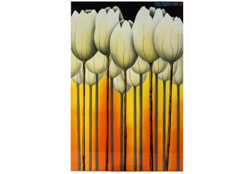 Tranh sơn mài hoa Tulip trắng/đỏ (nhiều mẫu) MNV-SMA260/3