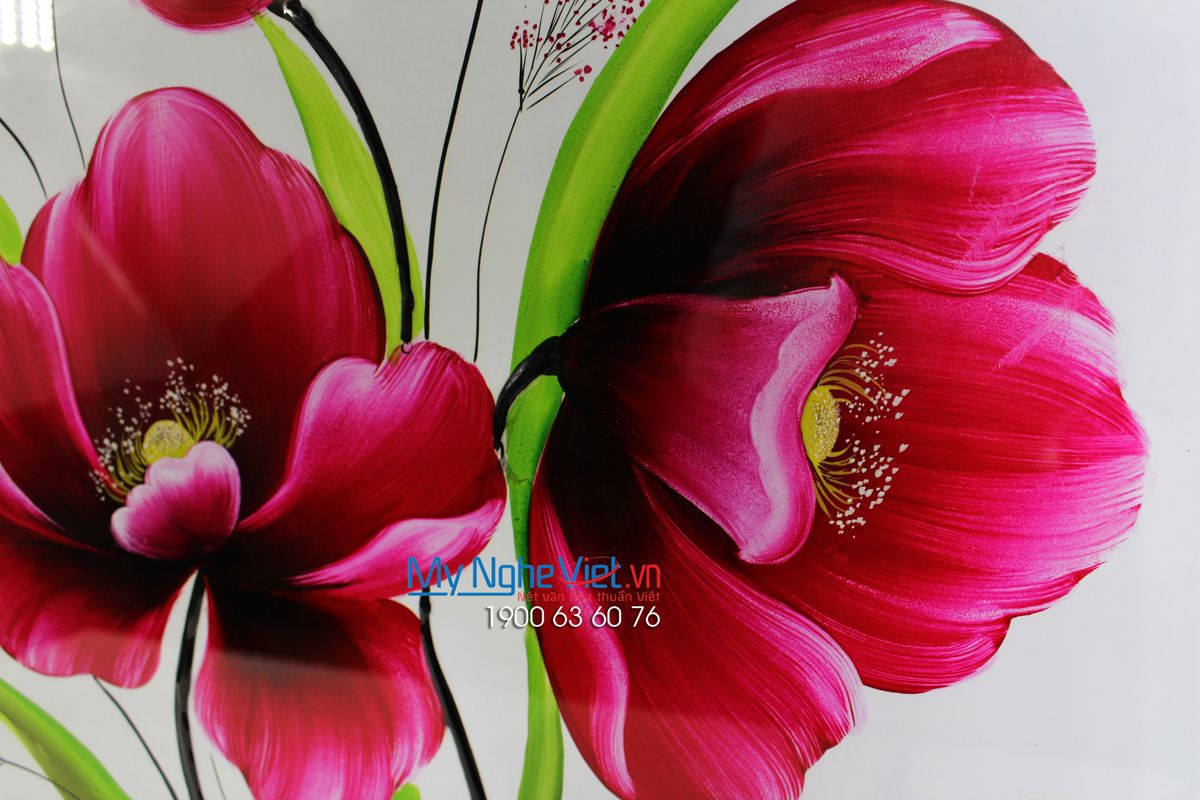 Tranh sơn mài vẽ hoa MNV-TSM01-3